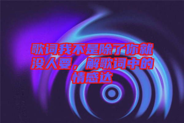歌詞我不是除了你就沒人要，解歌詞中的情感達