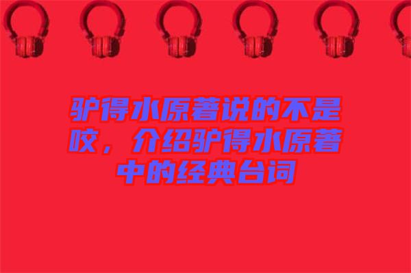 驢得水原著說的不是咬，介紹驢得水原著中的經(jīng)典臺詞