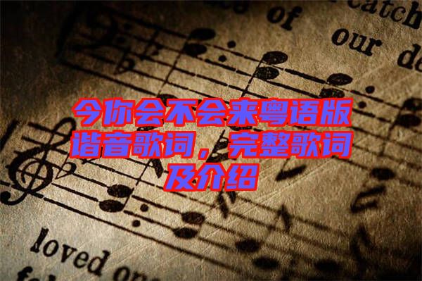 今你會不會來粵語版諧音歌詞，完整歌詞及介紹