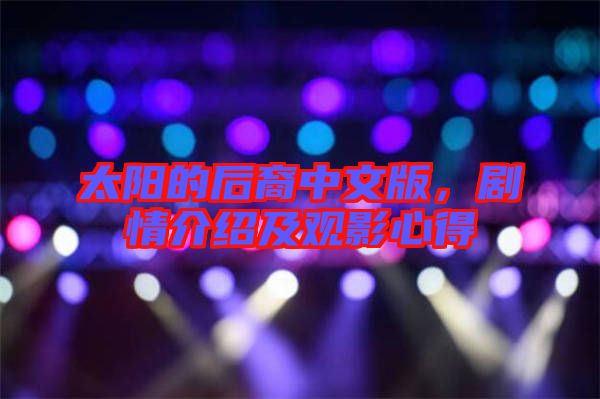 太陽(yáng)的后裔中文版，劇情介紹及觀影心得