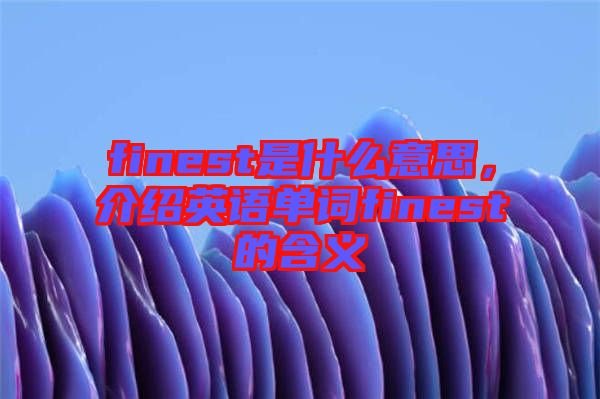 finest是什么意思，介紹英語單詞finest的含義