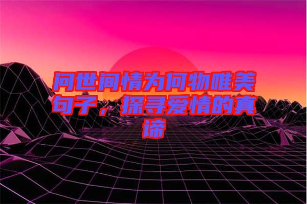 問世間情為何物唯美句子，探尋愛情的真諦