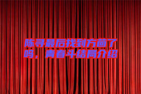 陳尋最后找到方茴了嗎，青春斗結(jié)局介紹