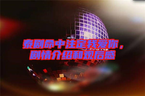 泰劇命中注定我愛你，劇情介紹和觀后感