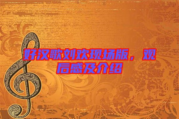 好漢歌劉歡現(xiàn)場版，觀后感及介紹
