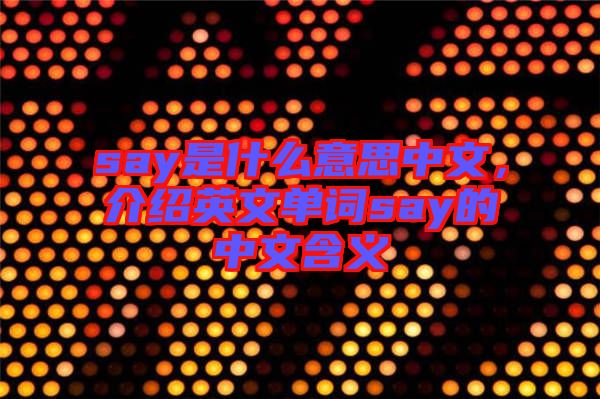 say是什么意思中文，介紹英文單詞say的中文含義