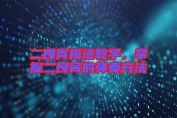 二良宵指法教學(xué)，掌握二良宵的彈奏方法