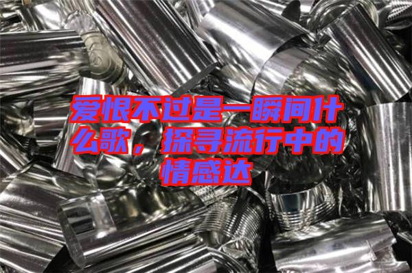 愛恨不過是一瞬間什么歌，探尋流行中的情感達(dá)