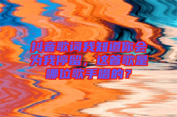 抖音歌詞我知道你會(huì)為我停留，這首歌是哪位歌手唱的？