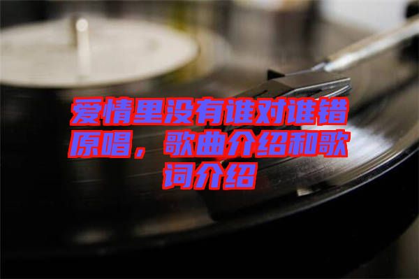 愛(ài)情里沒(méi)有誰(shuí)對(duì)誰(shuí)錯(cuò)原唱，歌曲介紹和歌詞介紹