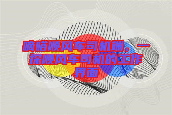 嘀嗒順風車司機端，一探順風車司機的工作界面