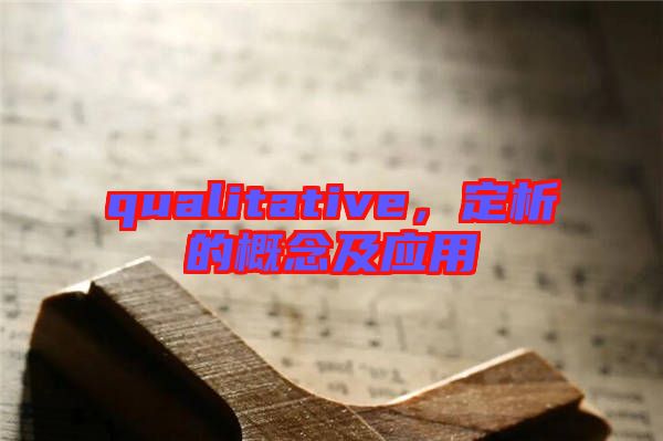 qualitative，定析的概念及應(yīng)用