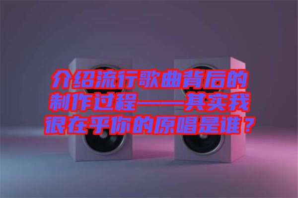 介紹流行歌曲背后的制作過(guò)程——其實(shí)我很在乎你的原唱是誰(shuí)？
