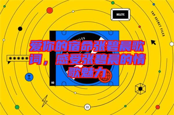 愛你的宿命張碧晨歌詞，感受張碧晨的情歌魅力