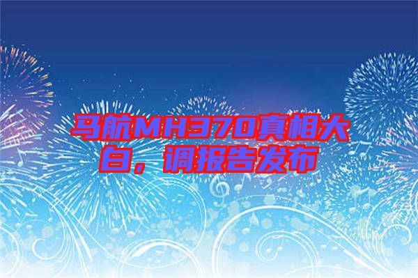 馬航MH370真相大白，調(diào)報(bào)告發(fā)布