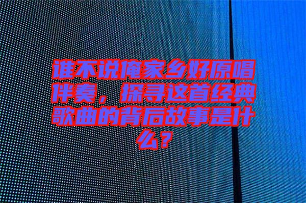 誰不說俺家鄉(xiāng)好原唱伴奏，探尋這首經(jīng)典歌曲的背后故事是什么？
