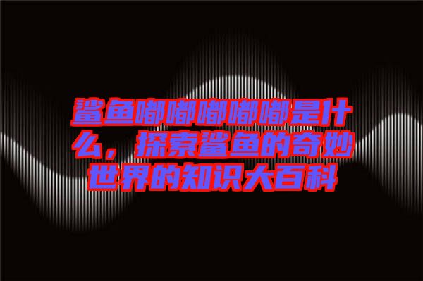 鯊魚嘟嘟嘟嘟嘟是什么，探索鯊魚的奇妙世界的知識大百科